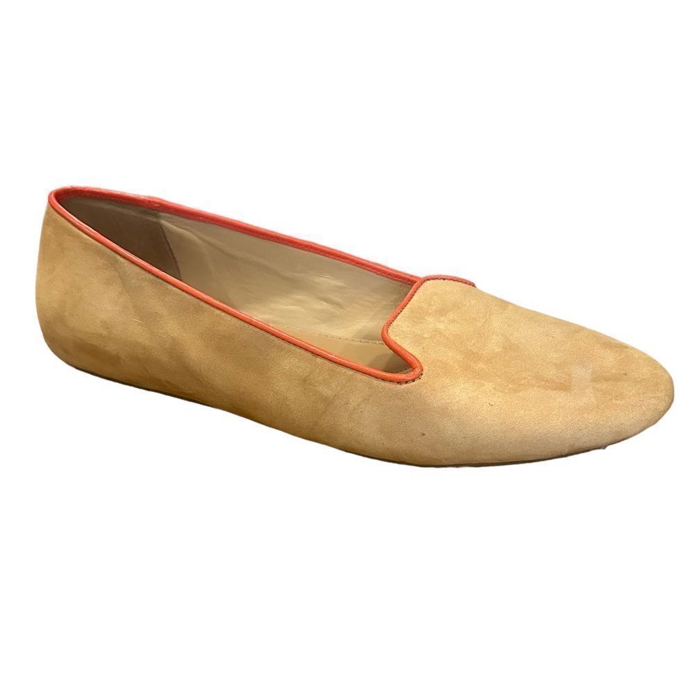 Talbots Zelda Nude and Orange Piping Suede Leather Smoking Loafer flats